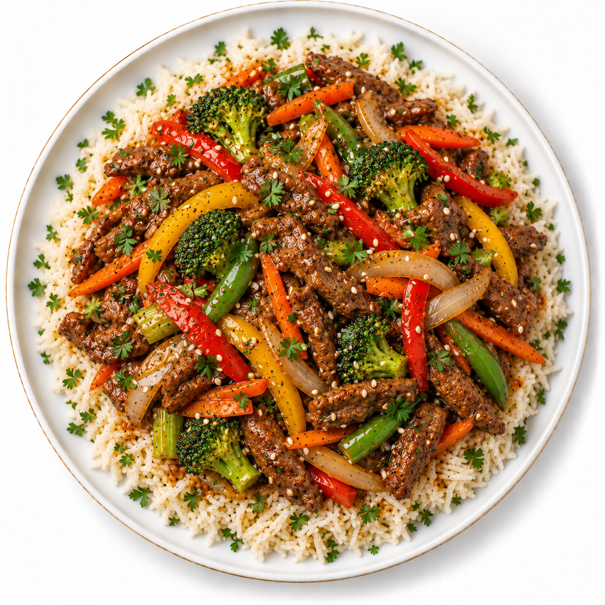 Beef Stir-Fry with Rice Tray