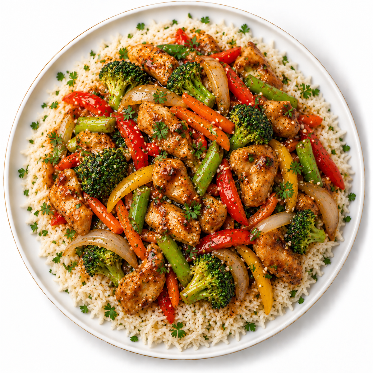 Chicken Stir-Fry with Rice Tray