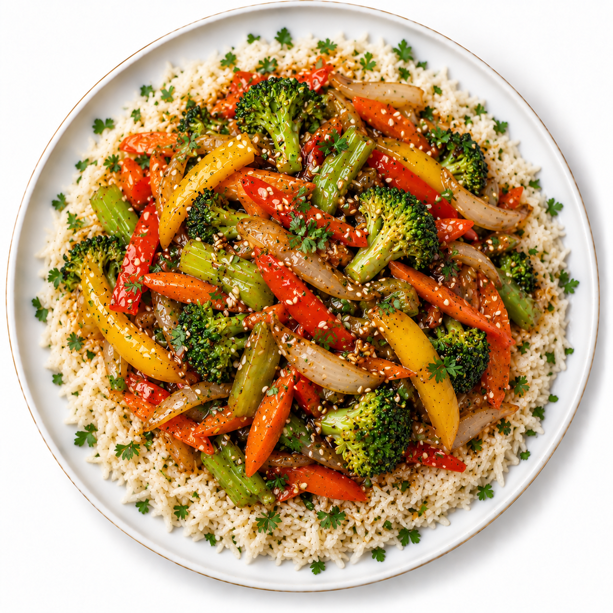 Vegetable Stir-Fry with Rice Tray